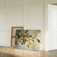 Mediterranean Lemon Branch: Elegant Botanical Canvas Wall Art