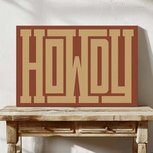 Retro Terracotta Howdy Typography Print