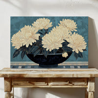 Cream Dahlias On Midnight Waters