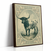 Longhorn in Antique Frame
