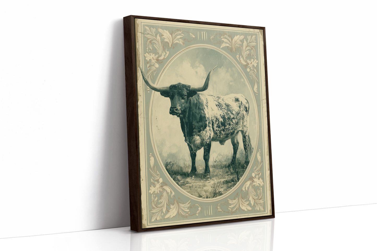 Longhorn in Antique Frame