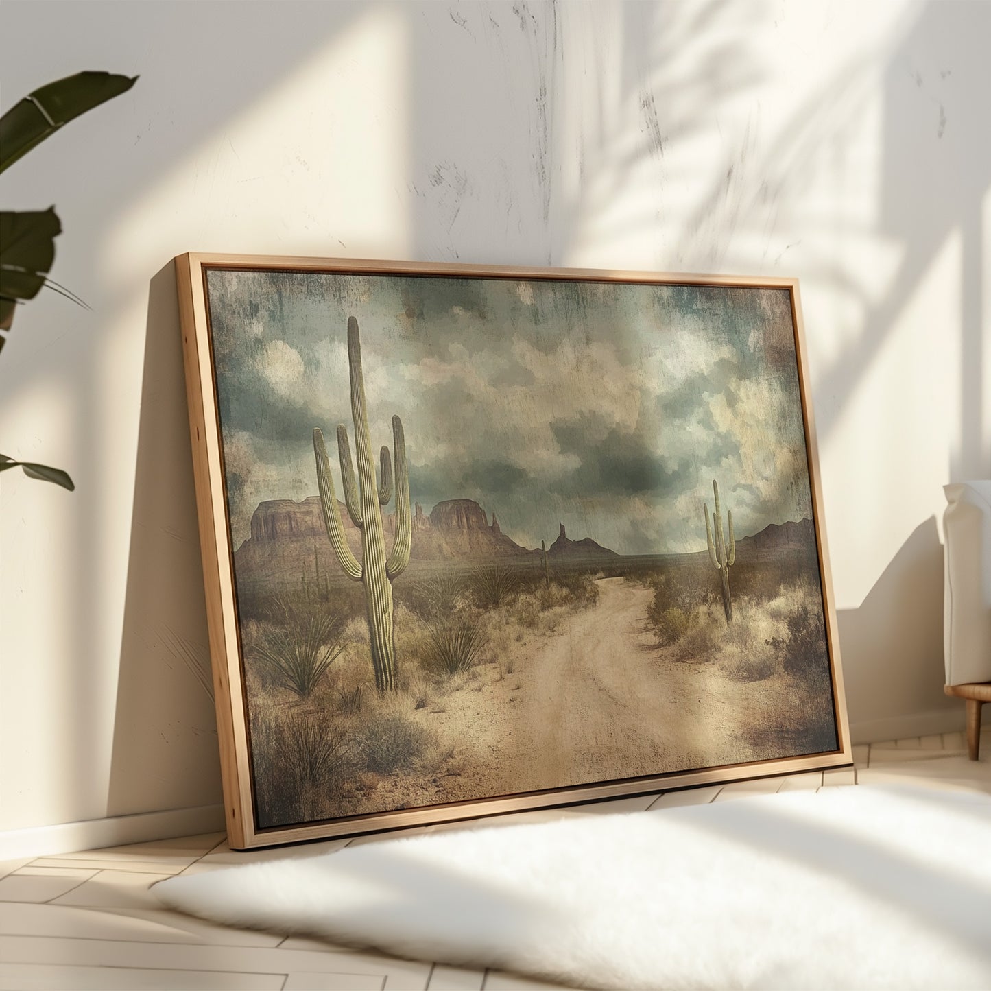 Rustic Desert Road – Vintage Western Landscape Wall Art Print