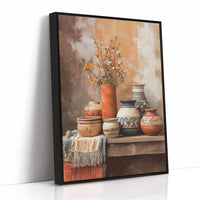 Clay Vessels Hold September's Last Blooms