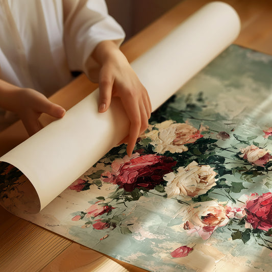 Climbing Roses on Plaster — Impasto Floral Painting