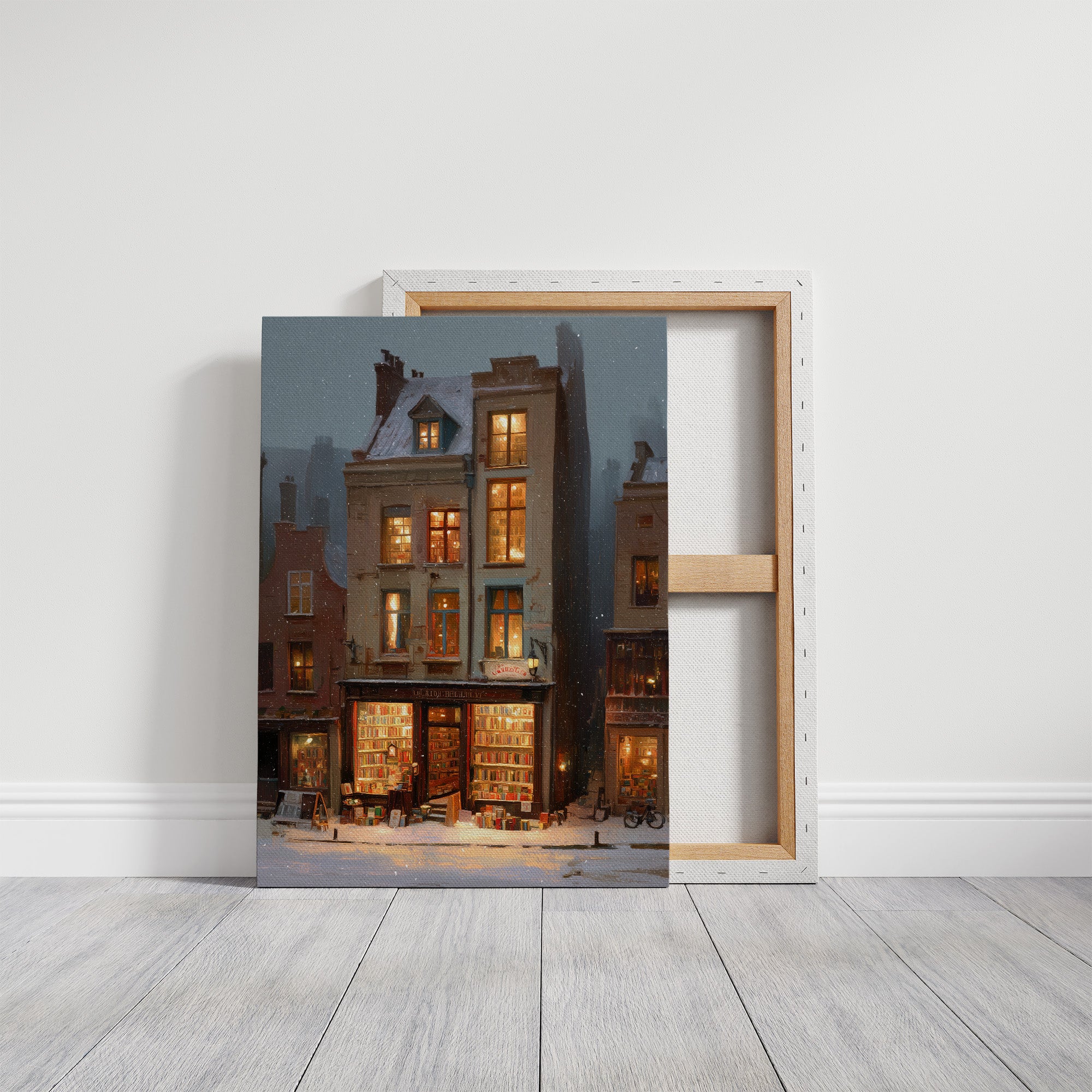 Bookshop Glows Through Winter Evening