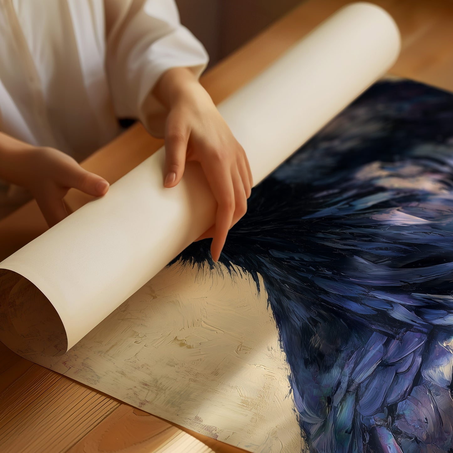 Midnight Wings Against Parchment Sky