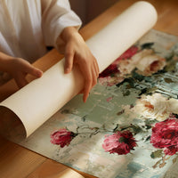Climbing Roses on Plaster — Crimson Drip Impasto Painting