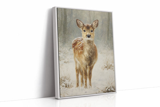 December Fawn Meets Morning Snow