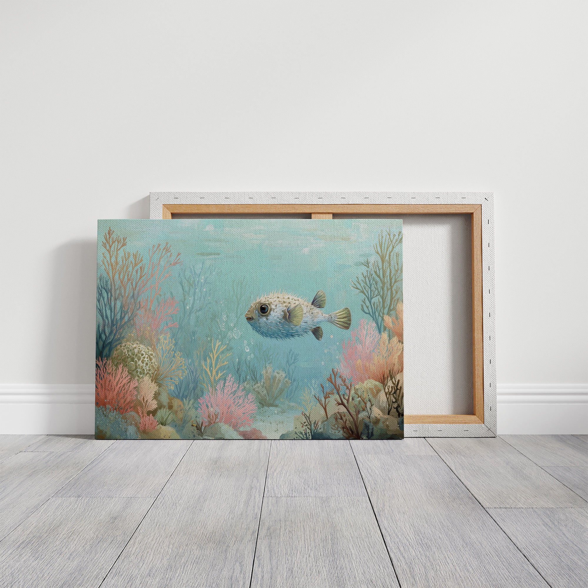 Pufferfish Drifts Through Coral Symphony