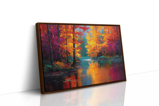 Crimson Symphony Along Tranquil Waters