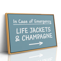 Life Jackets & Champagne Sign