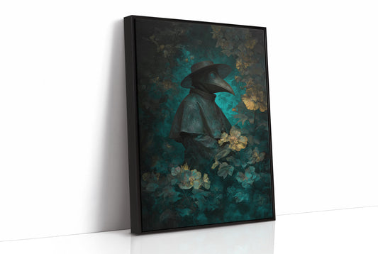 Plague Doctor Among Pale Blossoms