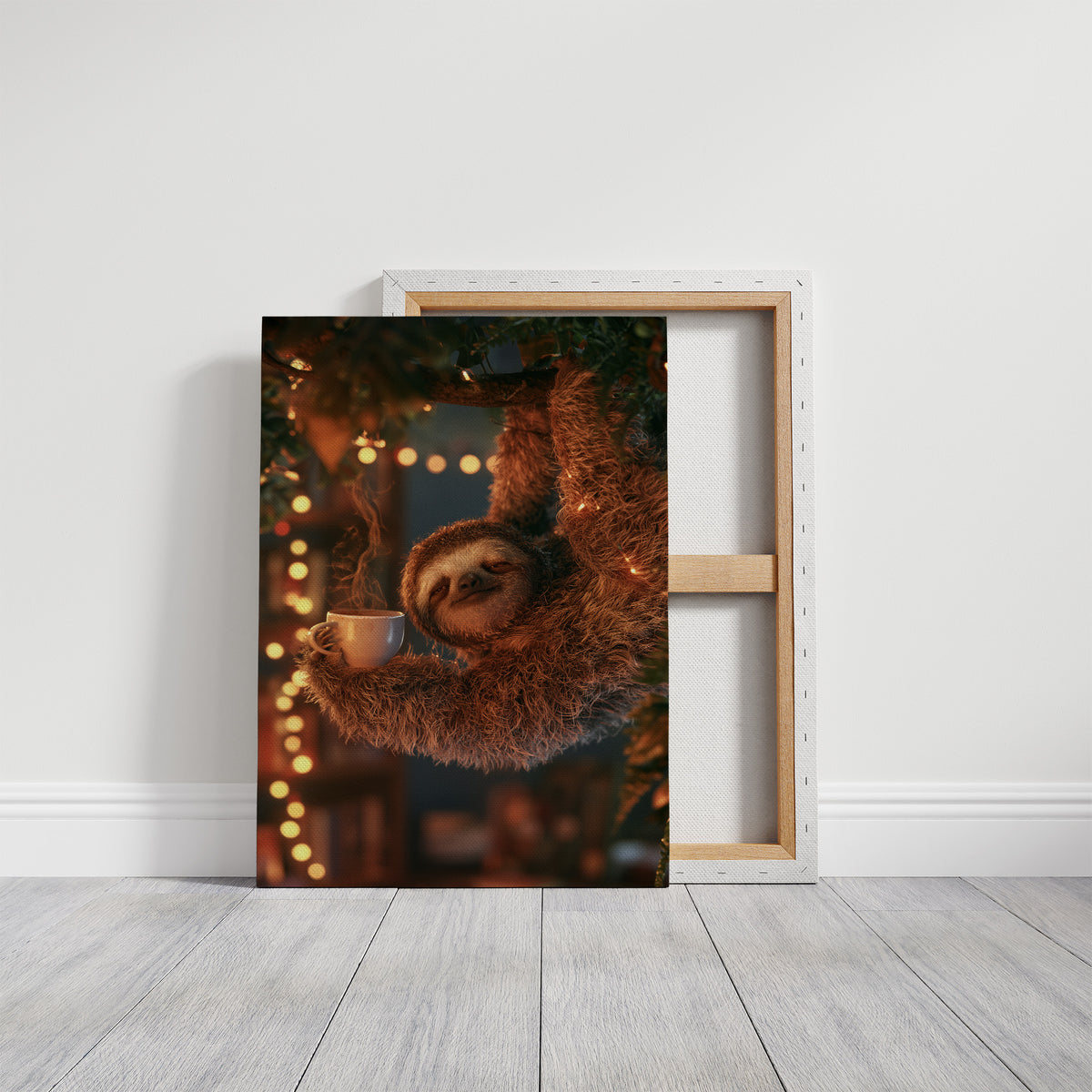 Sleepy Sloth Bokeh Coffee