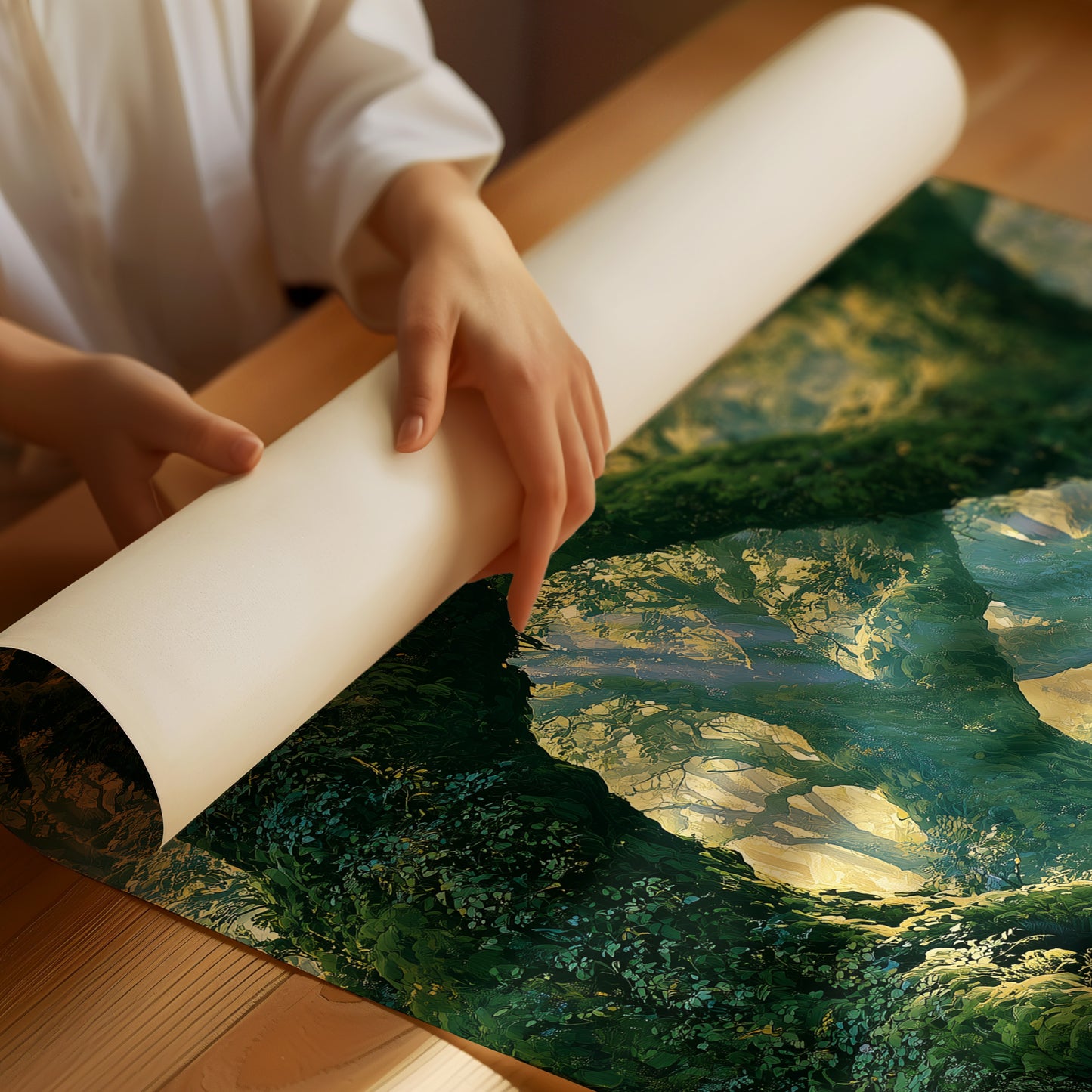 The Mossy Archway — Lavender Mist Forest Path Painting