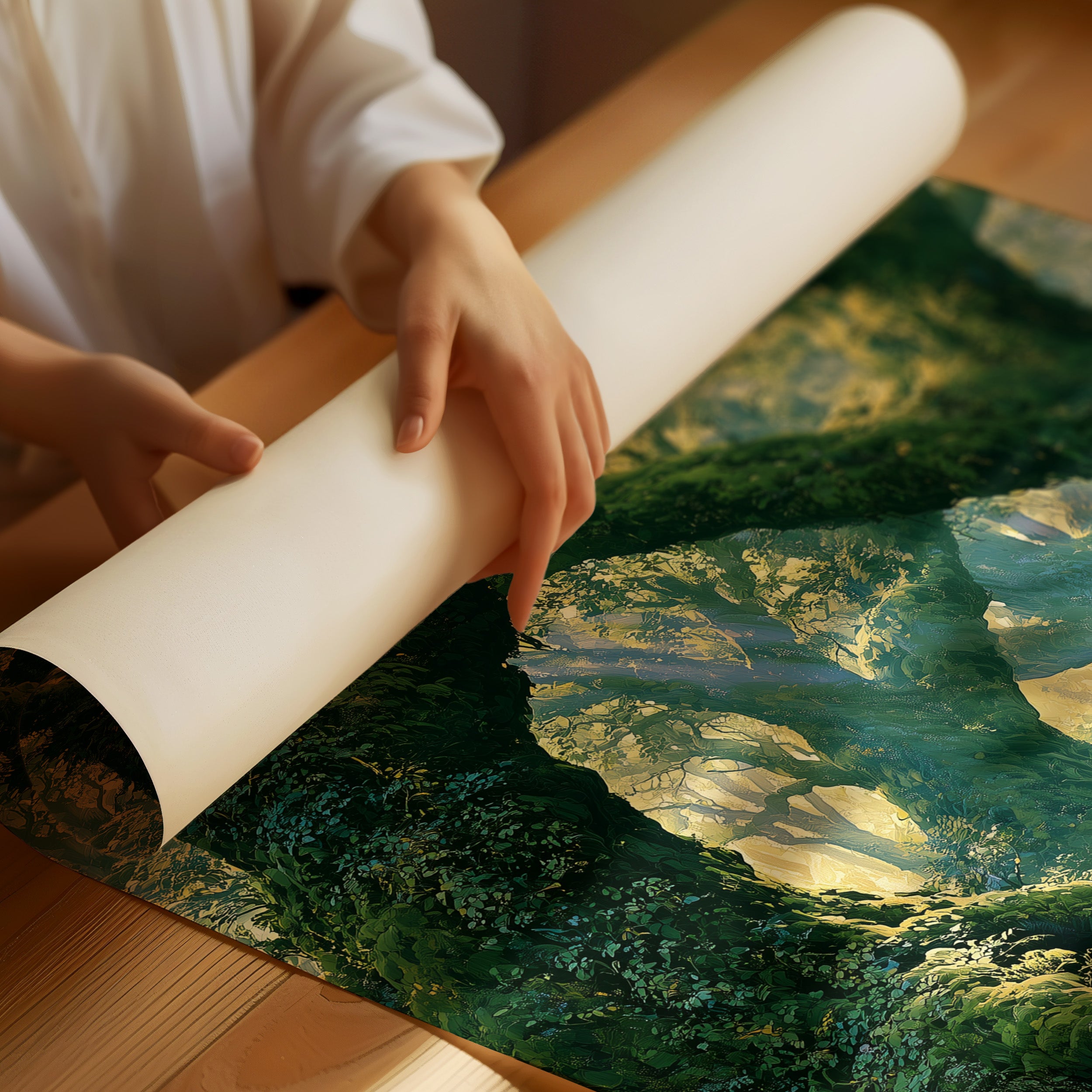 The Mossy Archway — Lavender Mist Forest Path Painting