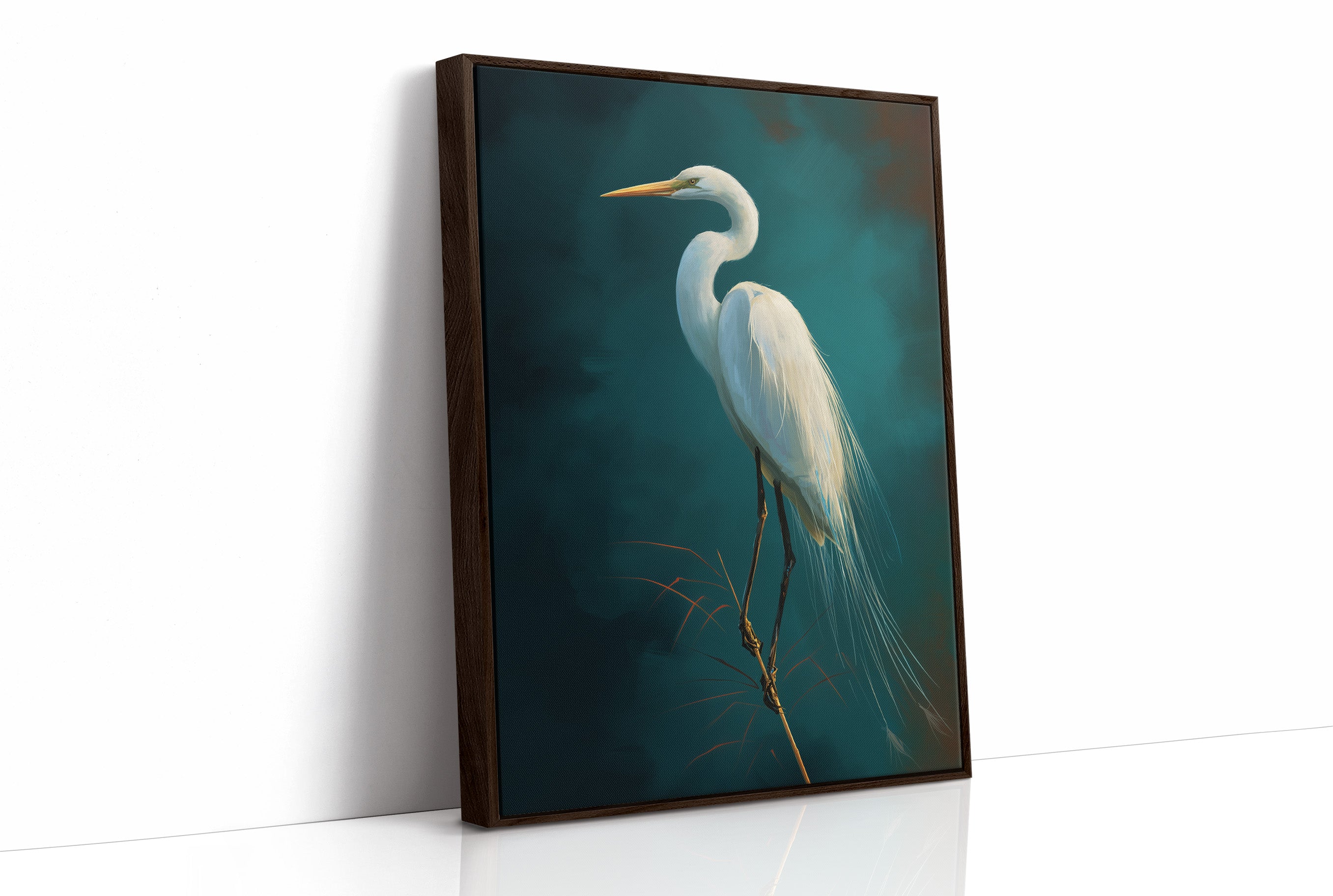 White Feathers Against Emerald Twilight