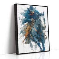 Rider in Blue, Reins Held Tight