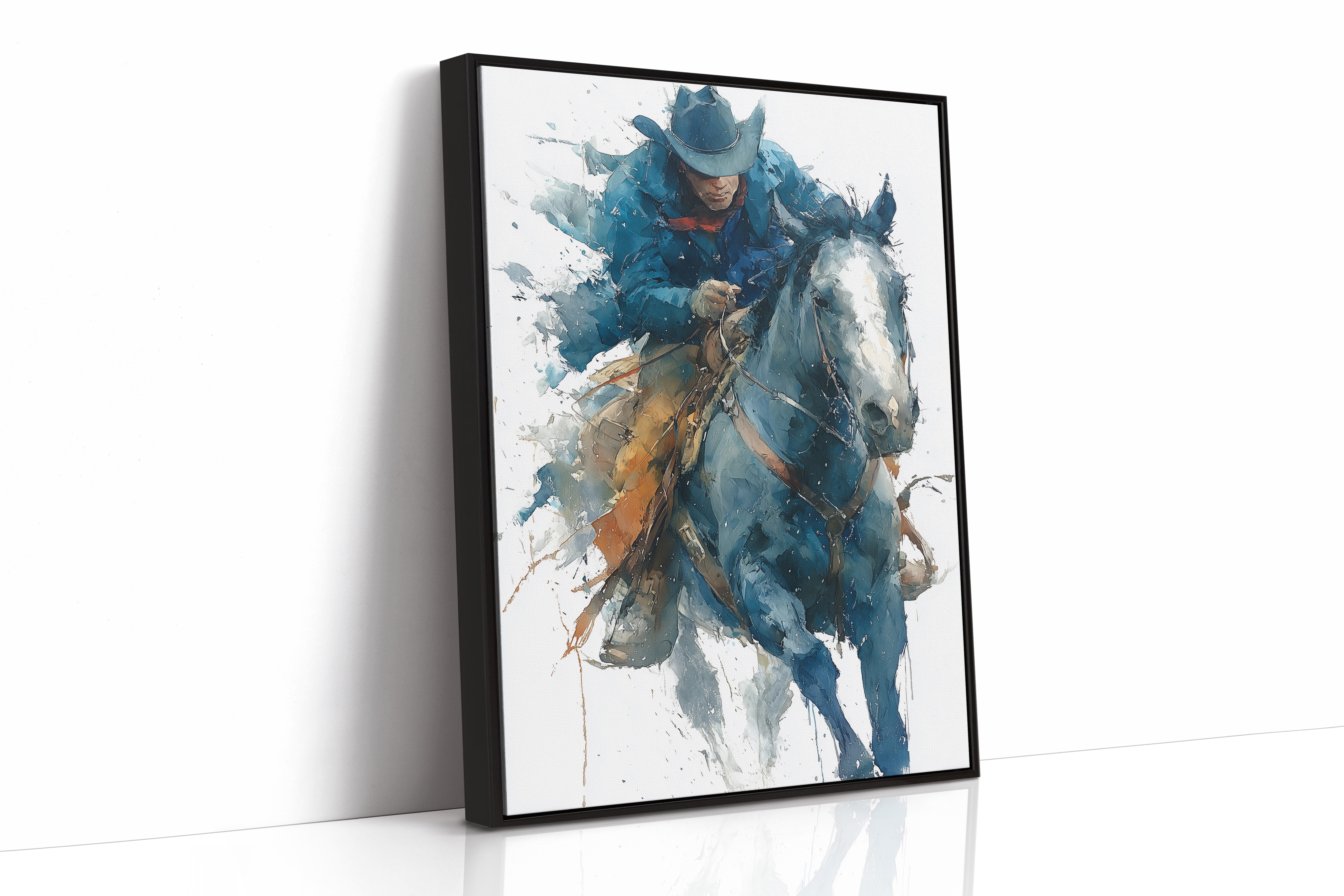 Rider in Blue, Reins Held Tight