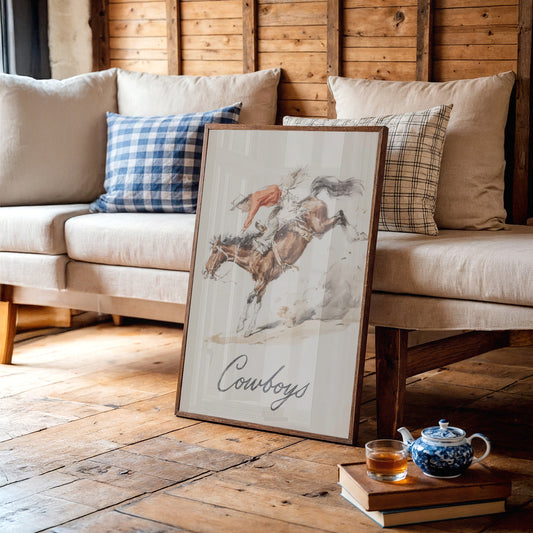 Wild Mustang Chase - Bronc Riding Cowboys