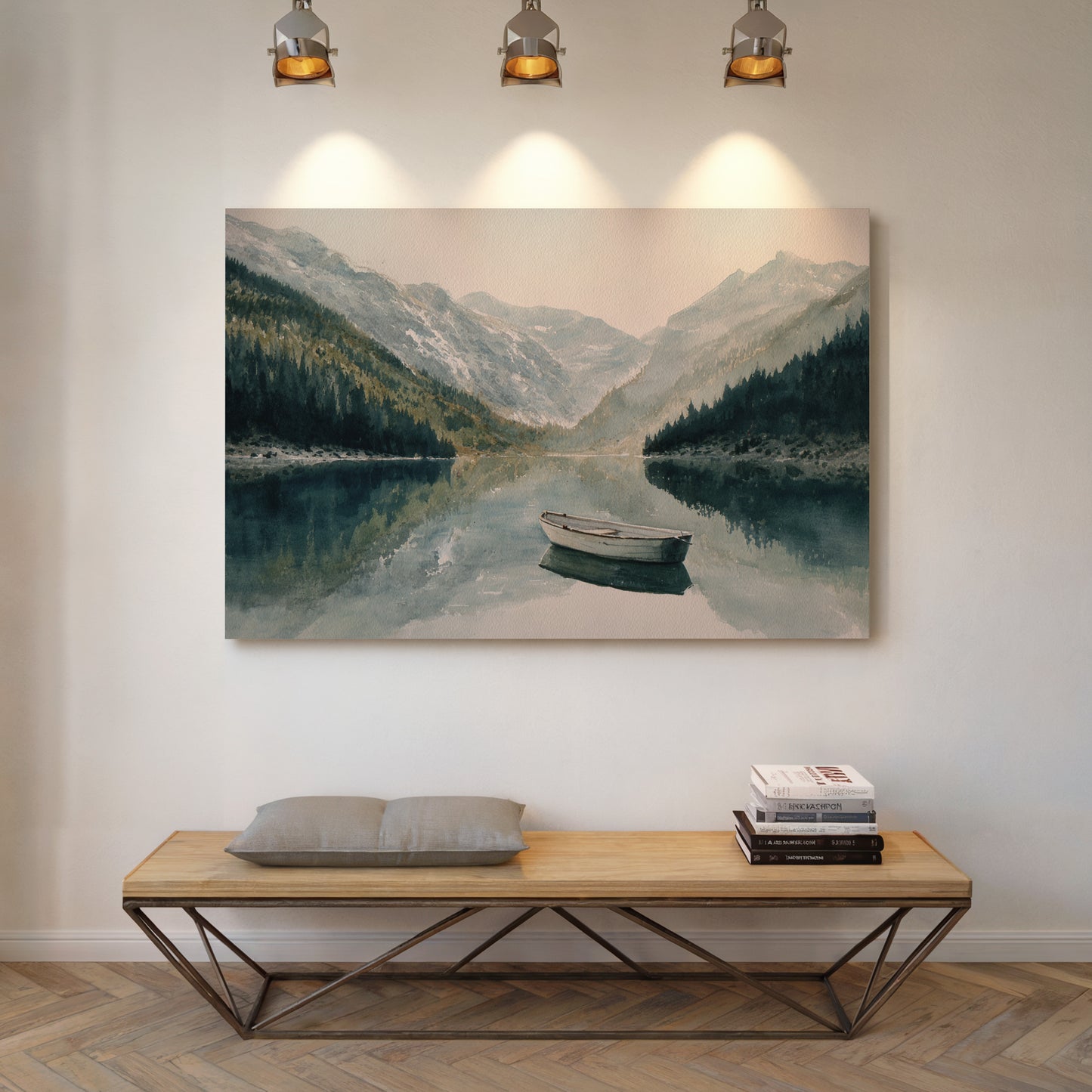Lone Boat Mirrors Mountain Peace