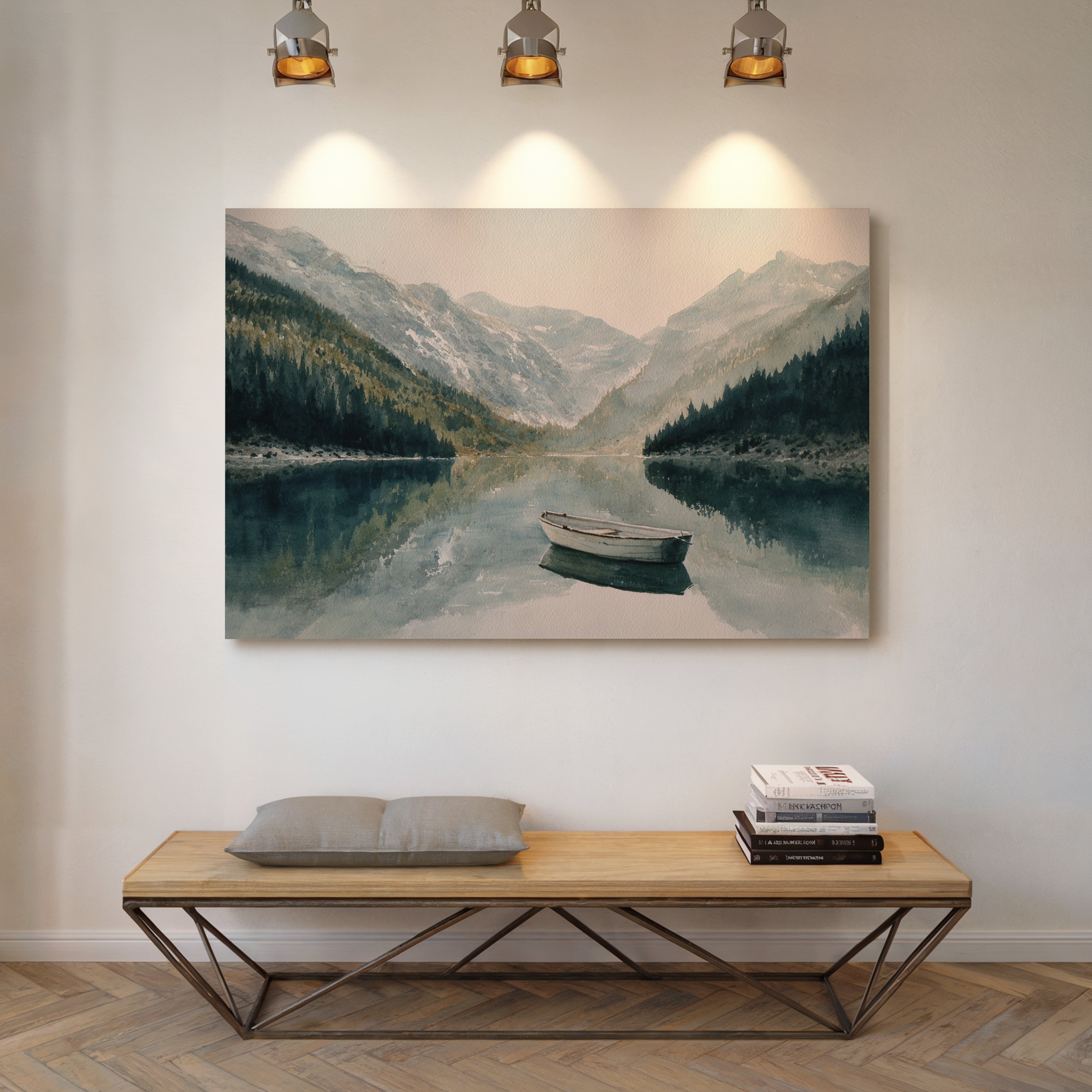 Lone Boat Mirrors Mountain Peace