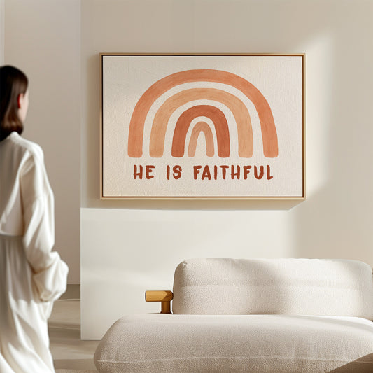 He Is Faithful Boho Rainbow