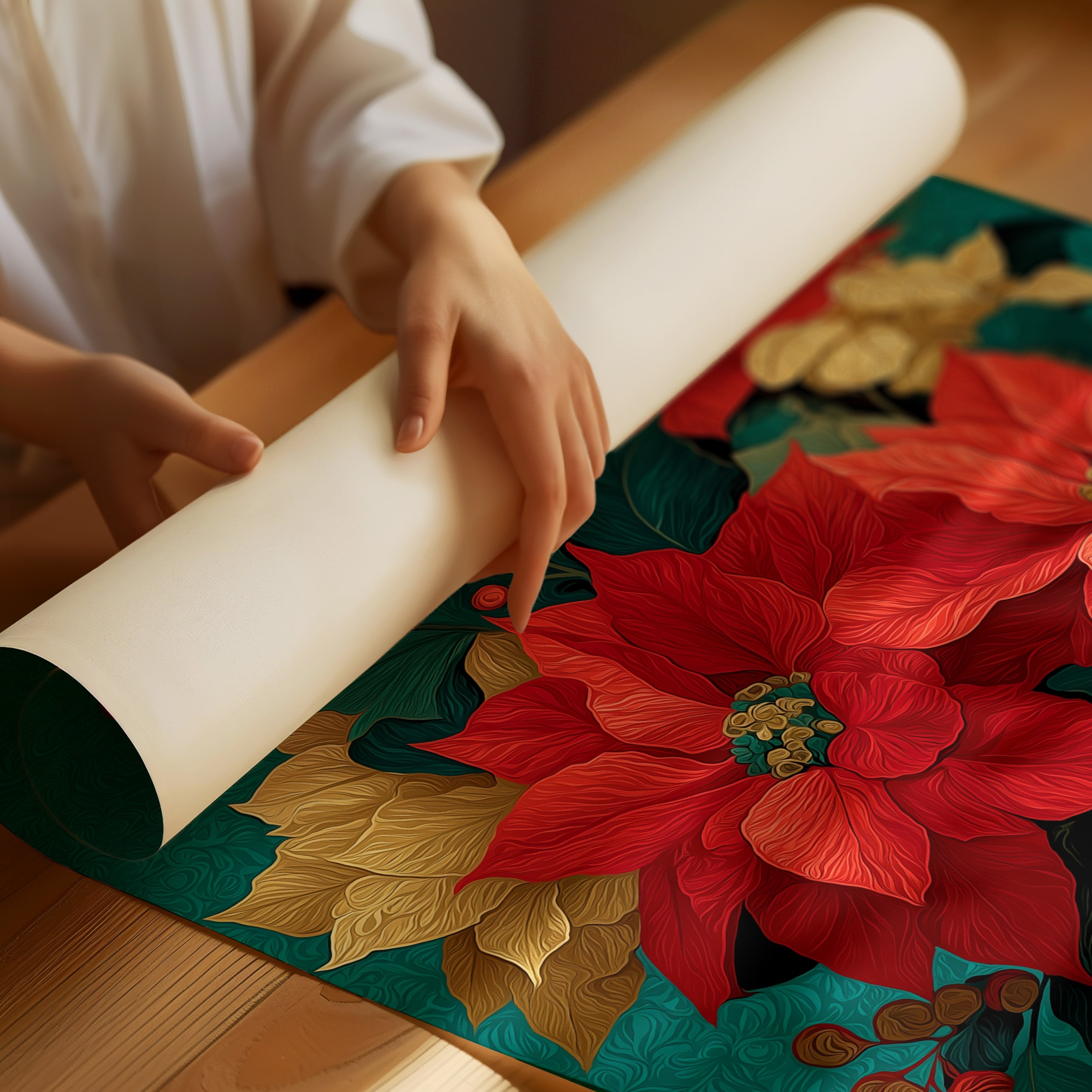 Poinsettias in Gold
