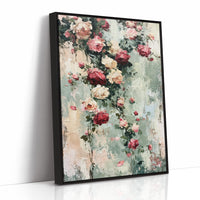 Climbing Roses on Plaster — Impasto Floral Painting