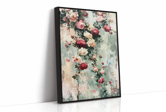 Climbing Roses on Plaster — Impasto Floral Painting