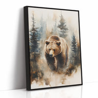 Majestic Bear Watercolor Print - Nature Wildlife Art - Black Framed Canvas image 1