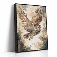 Majestic Owl Watercolor Print - Nature Wildlife Art - Black Framed Canvas image 1