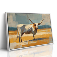 Longhorn Stands In Golden Fields