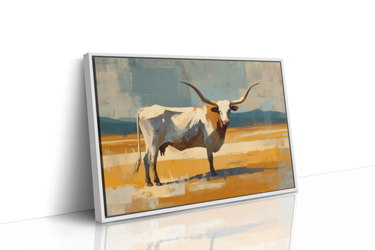 Longhorn Stands In Golden Fields