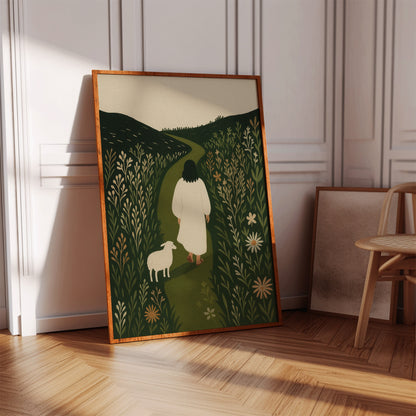 The Shepherd and the Lamb Floral Path Print