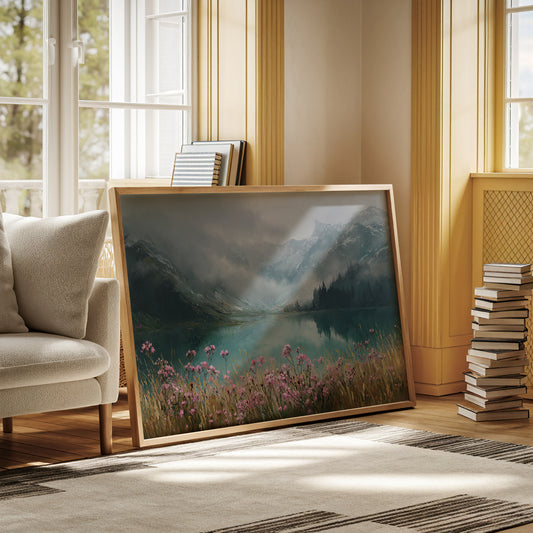 Alpine Wildflowers Meet Misty Waters