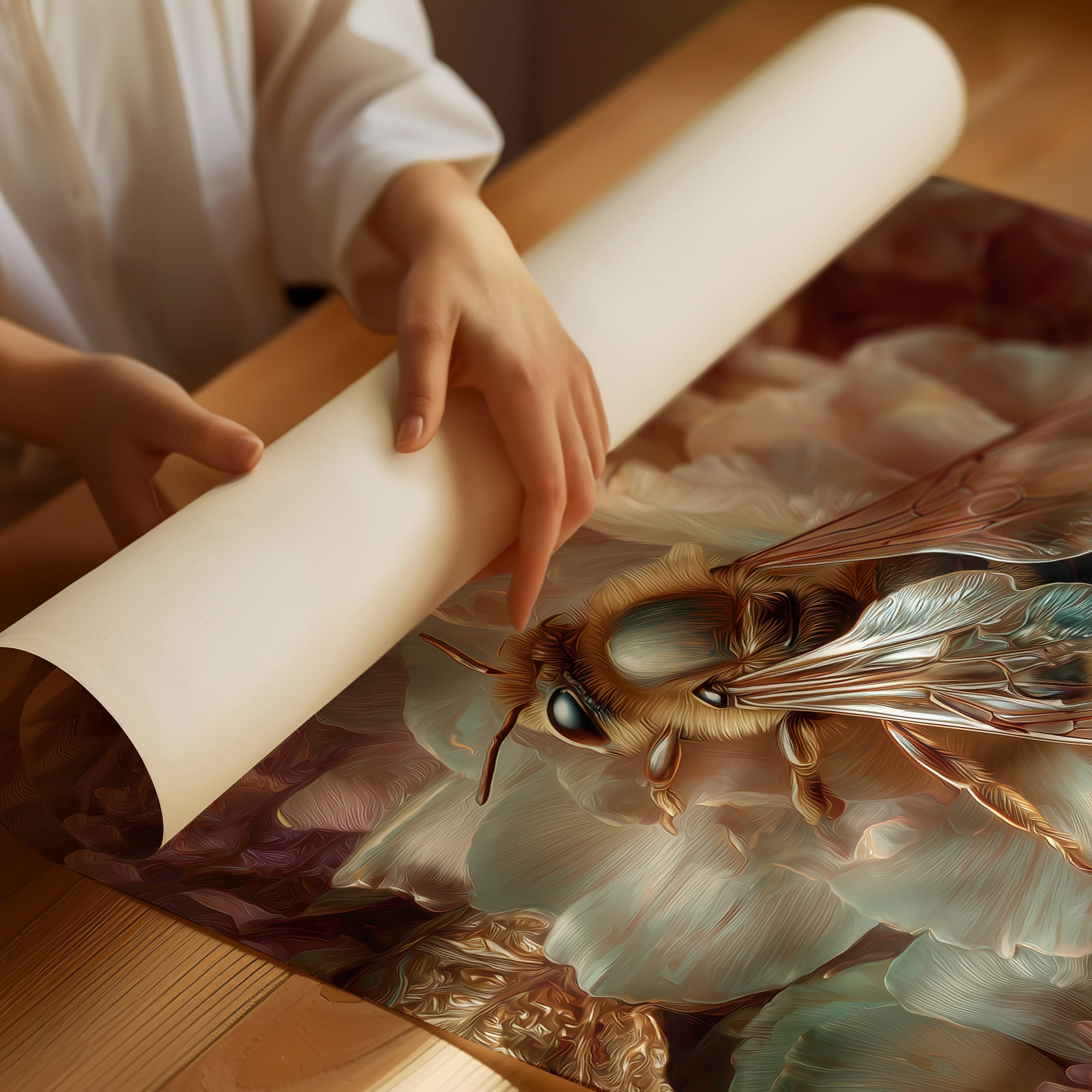 Honey Visitor Among Blush Petals