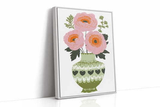 Blush Blooms In Olive Vase