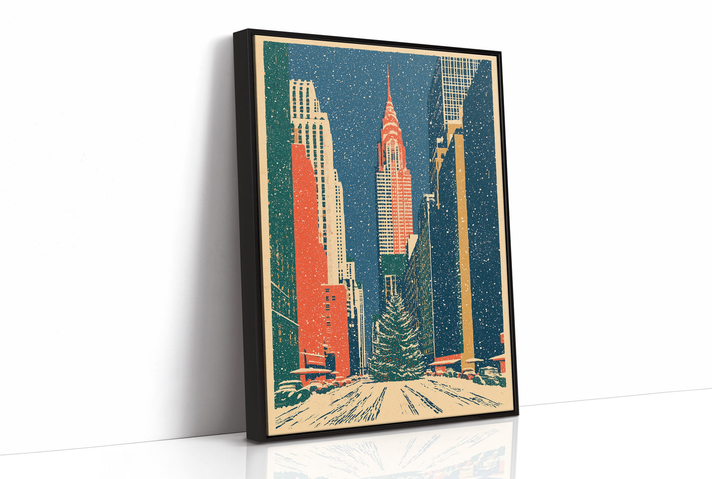 Snowy New York Skyline Christmas