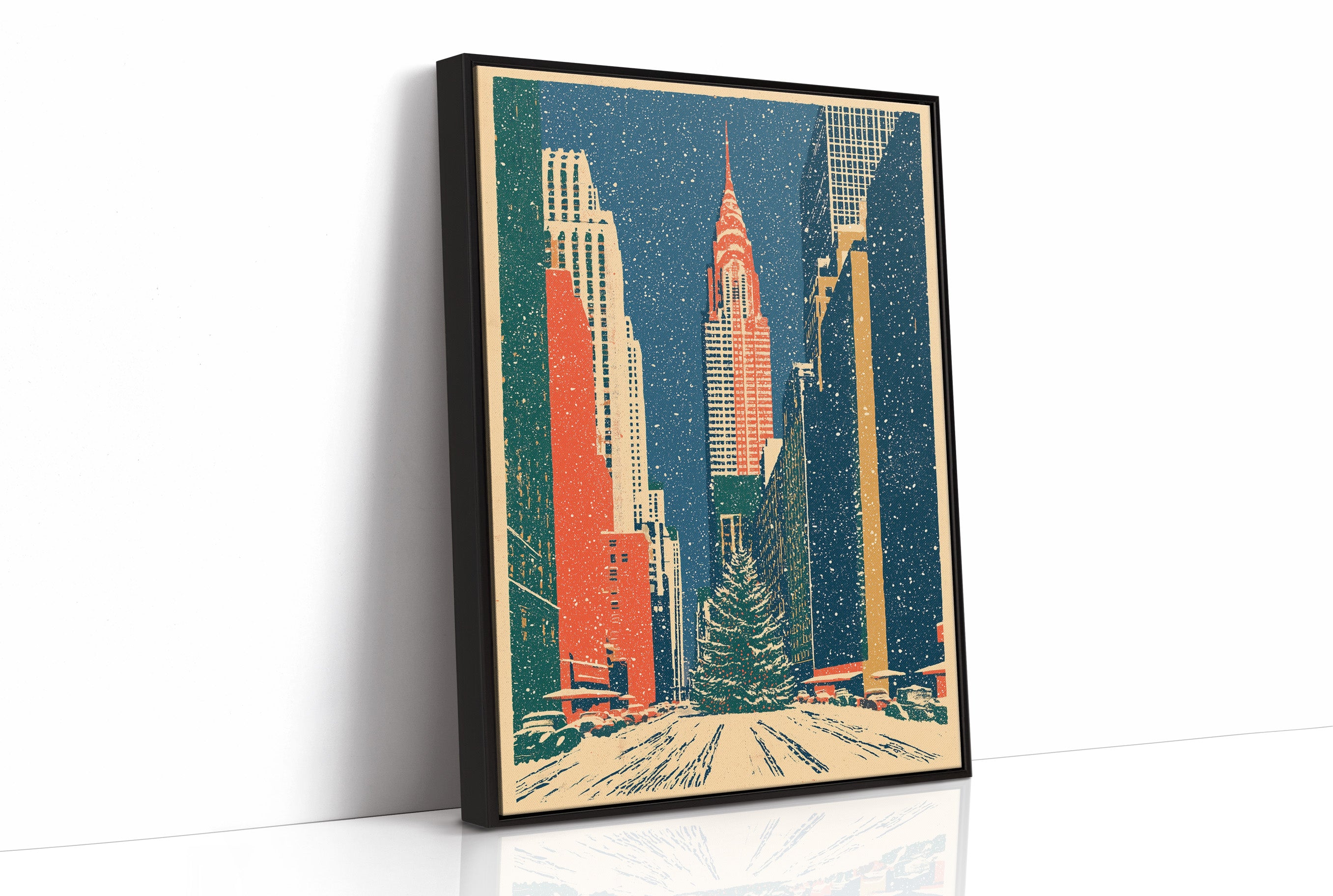 Snowy New York Skyline Christmas