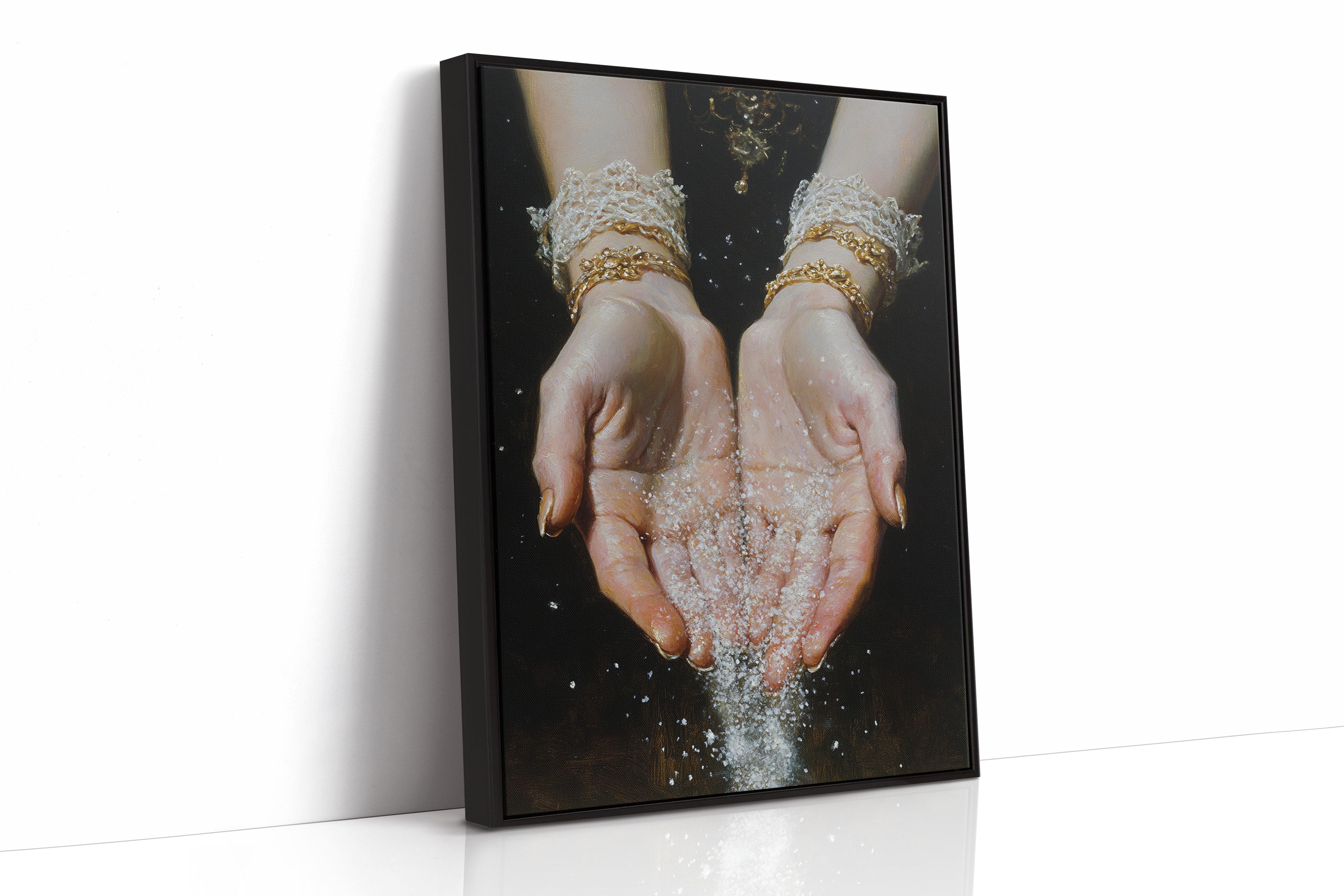 Glistening Moments Between Fingers
