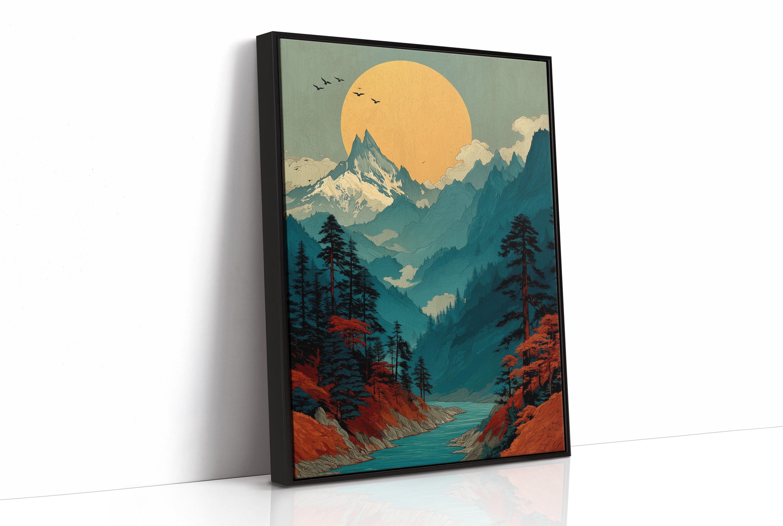 Autumn Rivers Meet Golden Moon