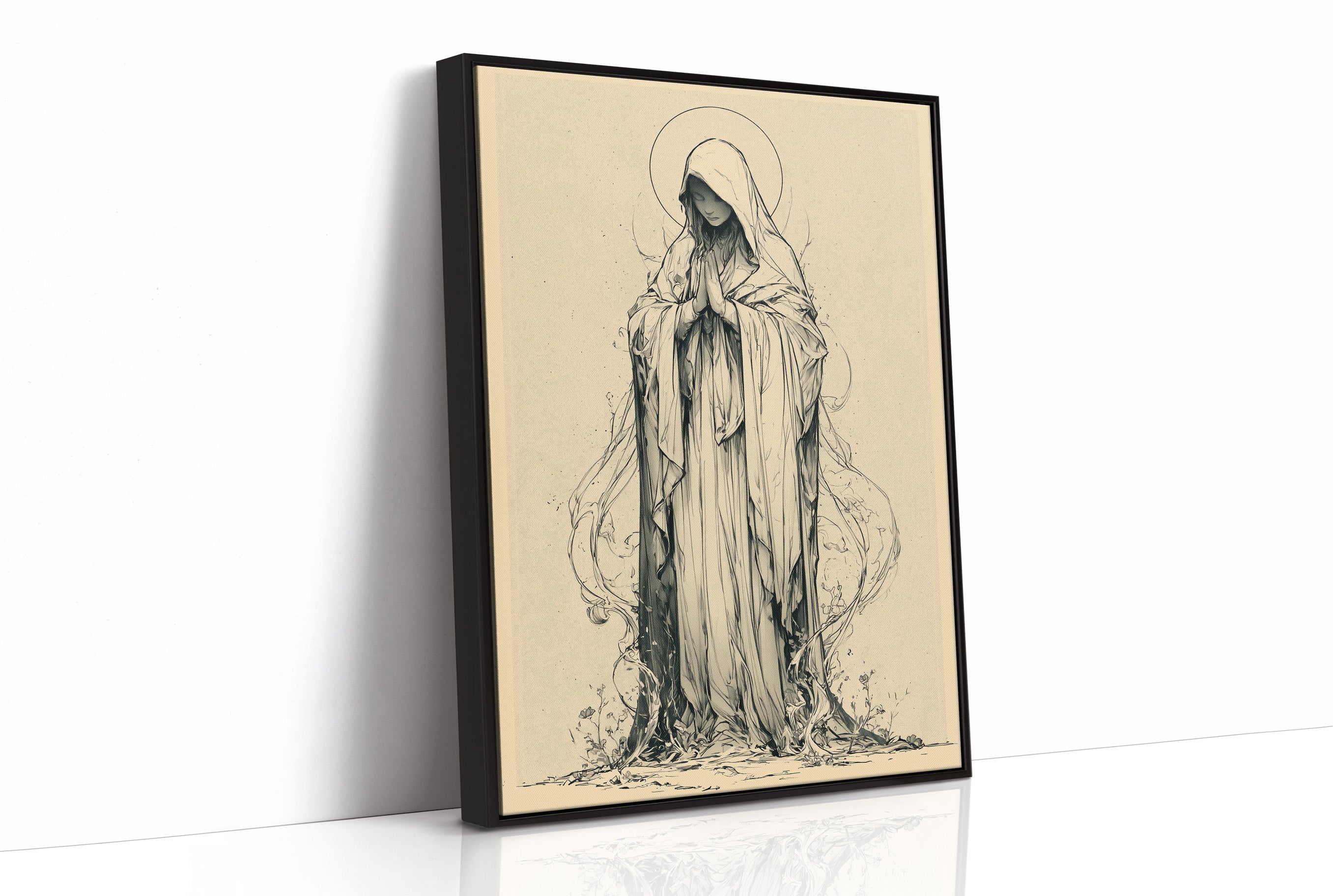 Madonna in Vines — Fluid Ink Devotional Drawing