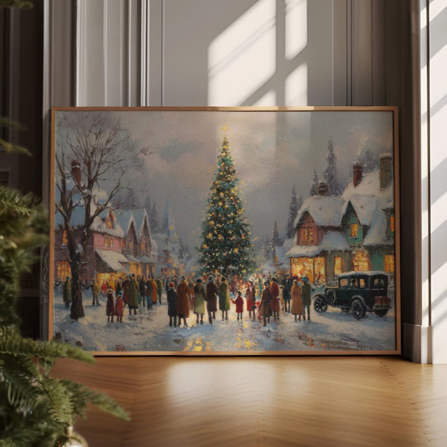 Townsfolk Gather Under December Stars