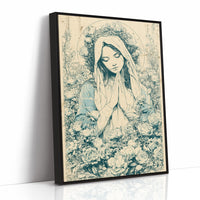 Madonna in Roses — Blue Wash Devotional Engraving