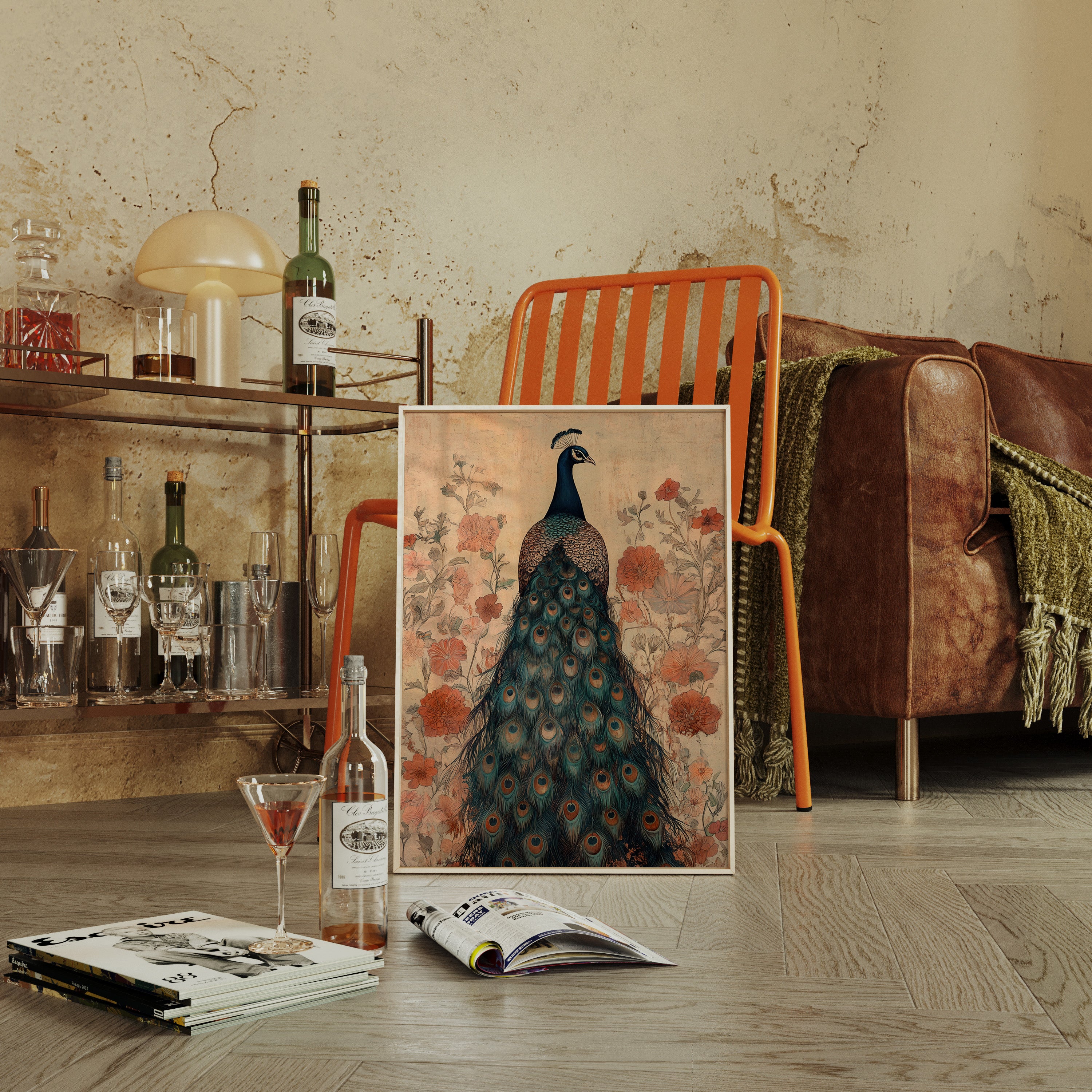 Antique Elegance with Scarlet Bloom