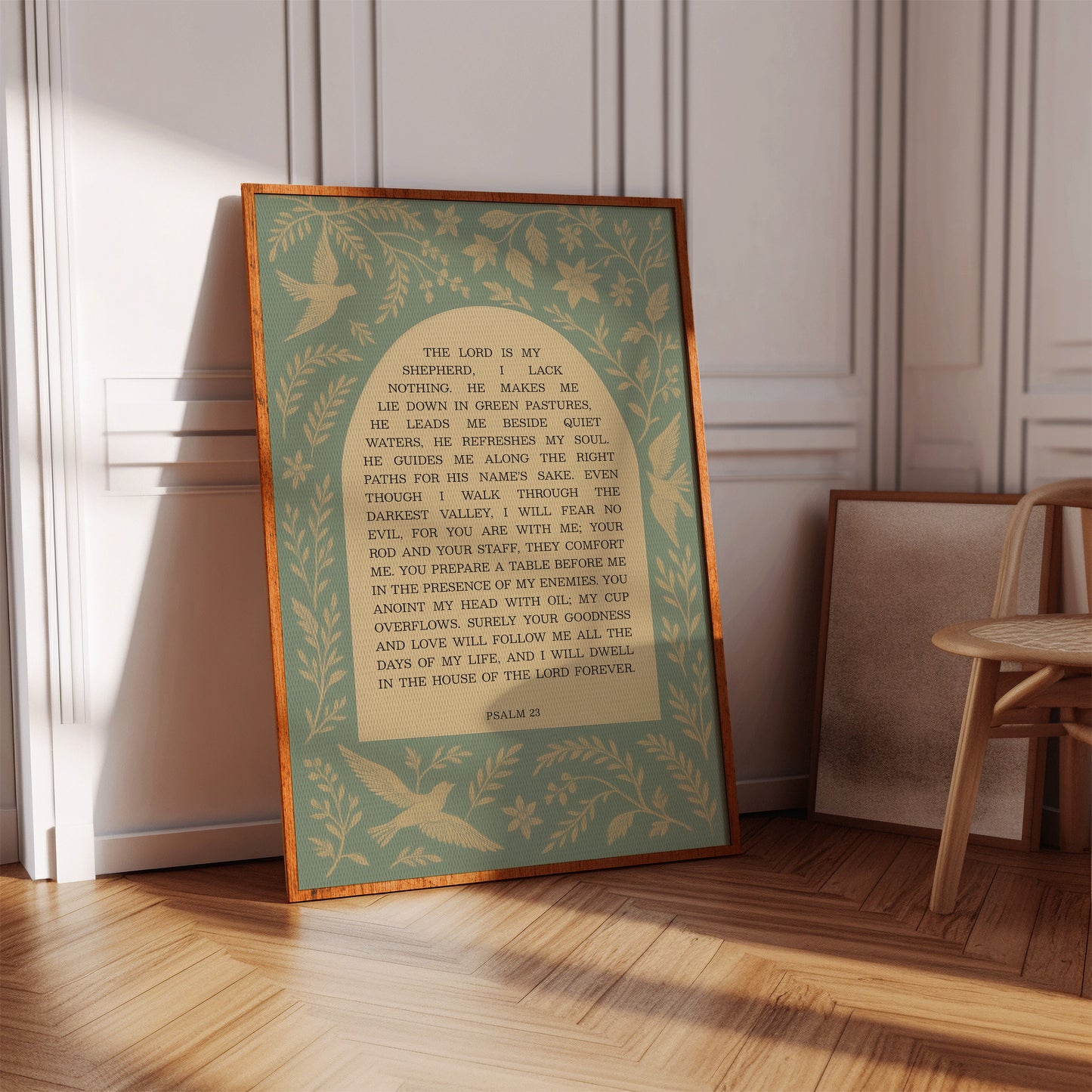 Psalm 23 Scripture with Doves and Florals