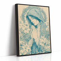Madonna in Lilies — Teal Wash Devotional Portrait
