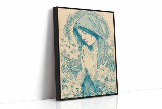Madonna in Lilies — Teal Wash Devotional Portrait