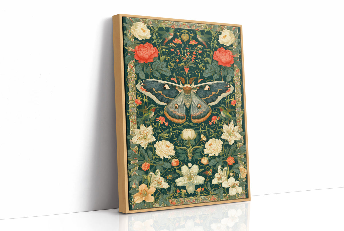 Emperor Moth Presides Over the Peonies