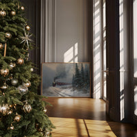Winter Steam Curves Through Pine Forest